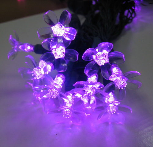 Purple flower-shaped LED light string