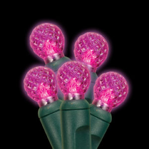 Pink G12 faceted LED light string