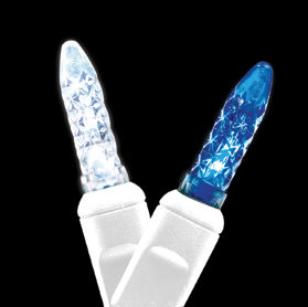 Blue and pure white M5 Mini icicles with white wire