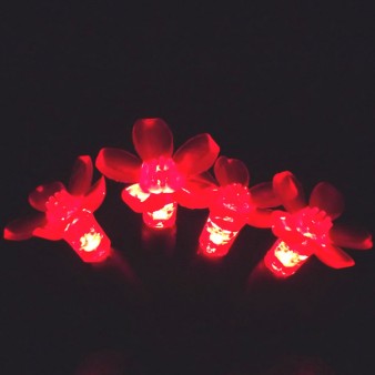 Red flower-shaped LED string light